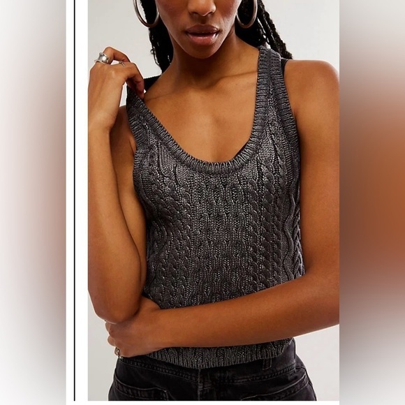Free People High Tide Foil Print Tank in chambray sky size medium - NWOT - Picture 1 of 7